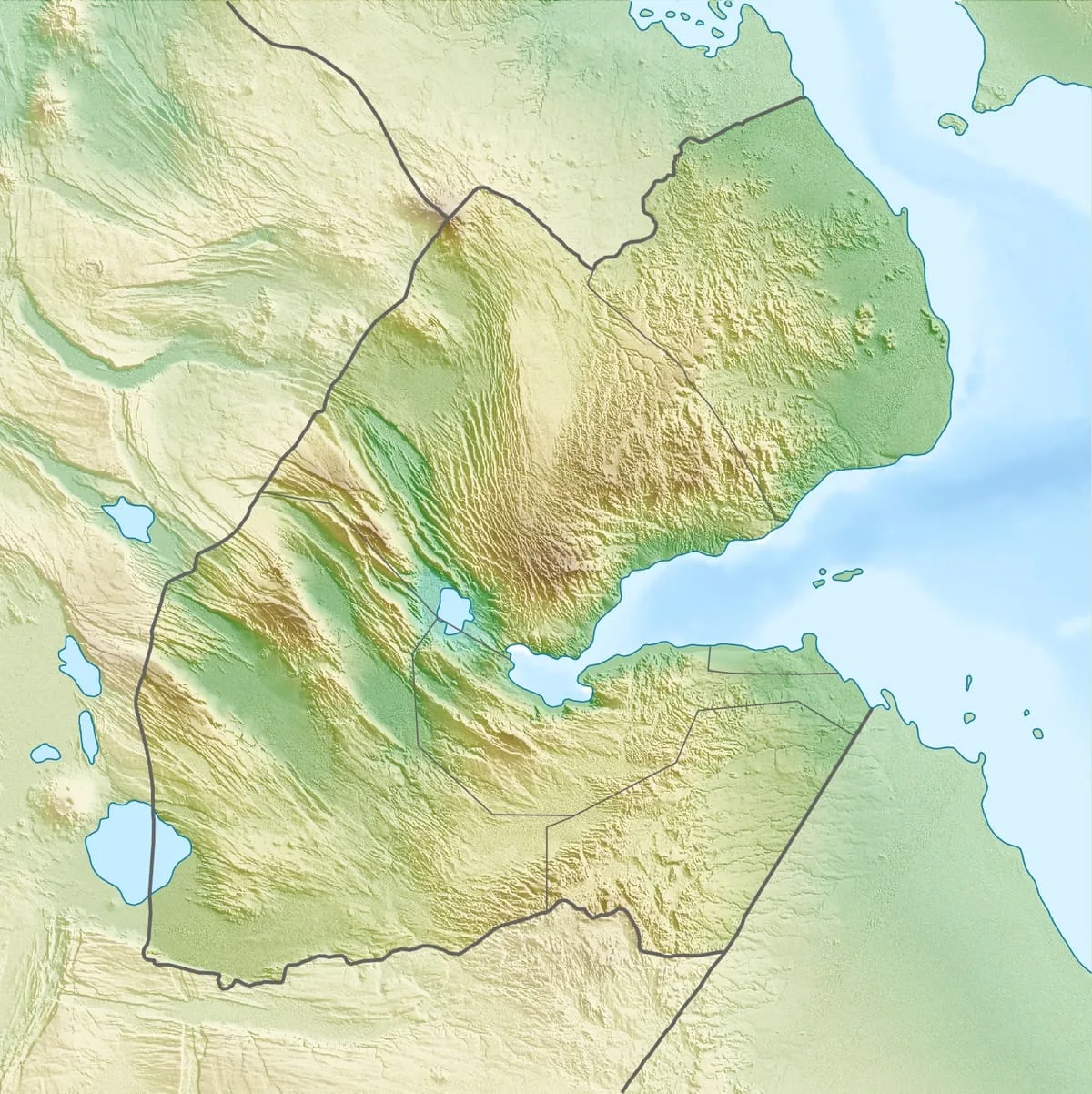Relief map of Djibouti — physical geography