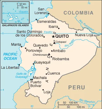 Reference map of Ecuador (CIA World Factbook)