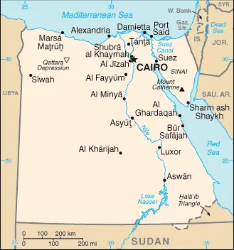 Reference map of Egypt (CIA World Factbook)