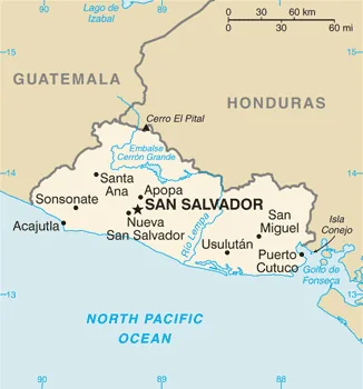Reference map of El Salvador (CIA World Factbook)