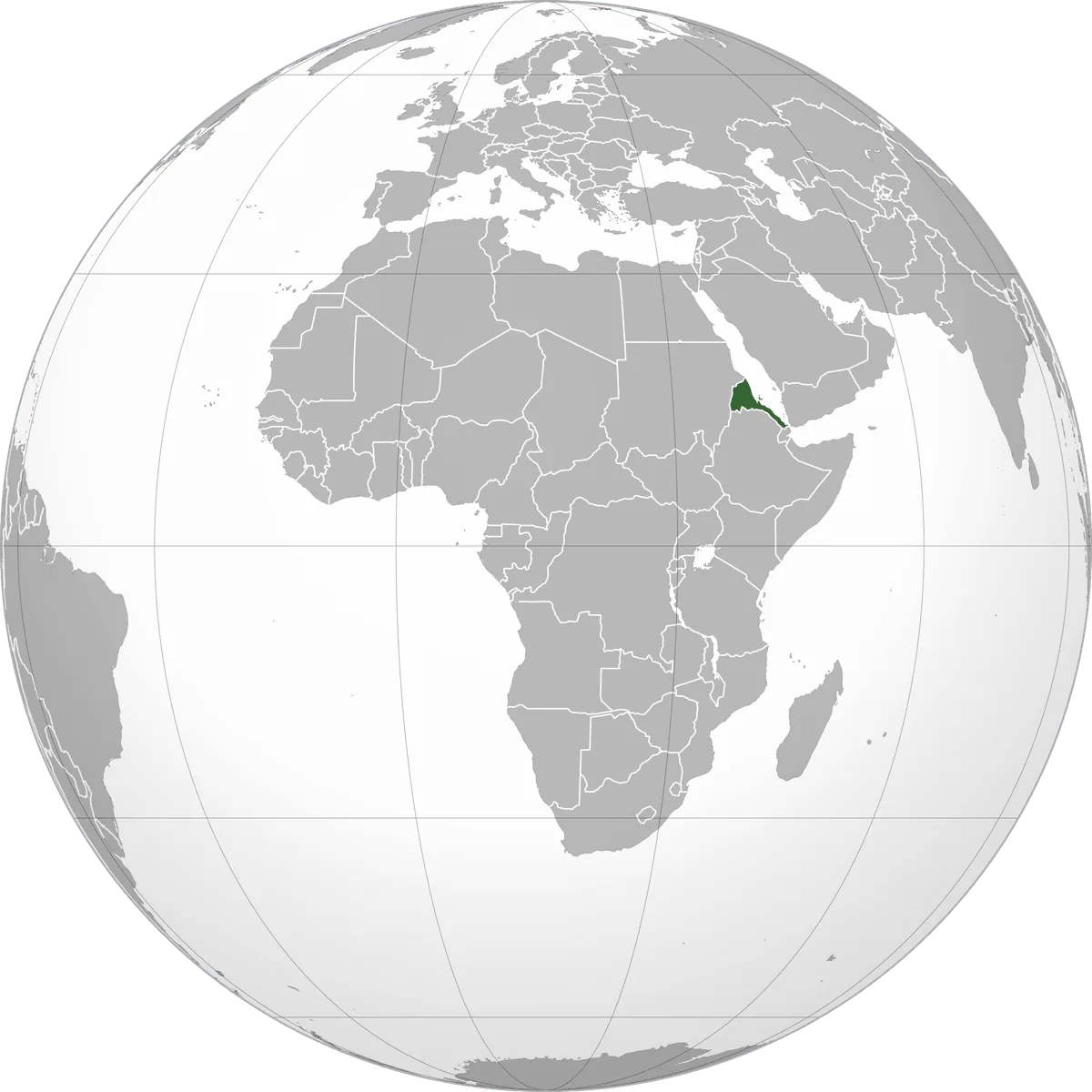 Eritrea on the globe