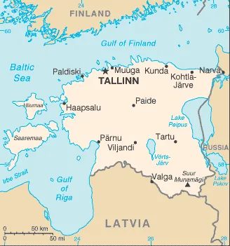 Reference map of Estonia (CIA World Factbook)