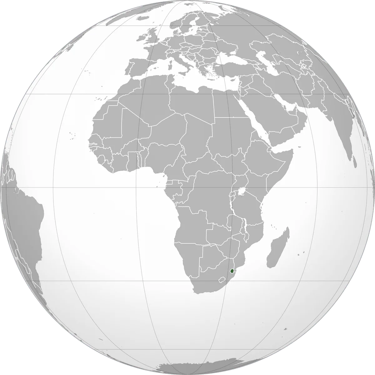 Eswatini on the globe