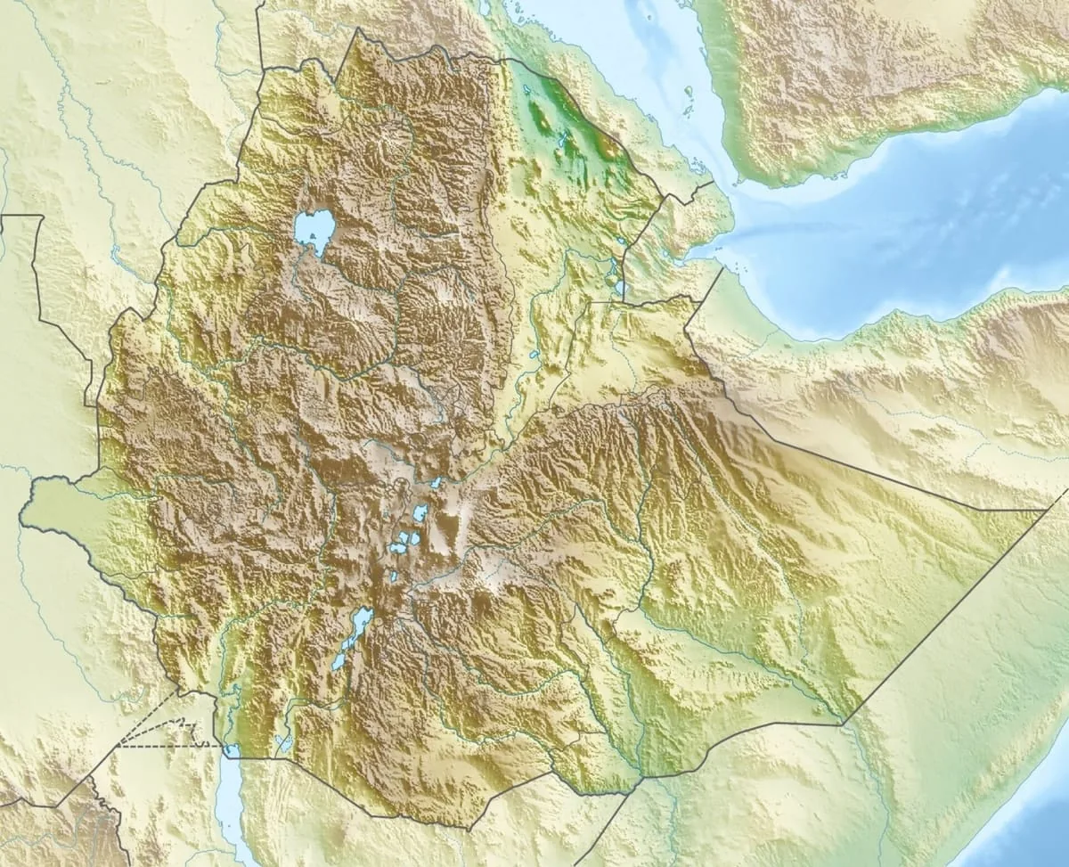 Relief map of Ethiopia — physical geography