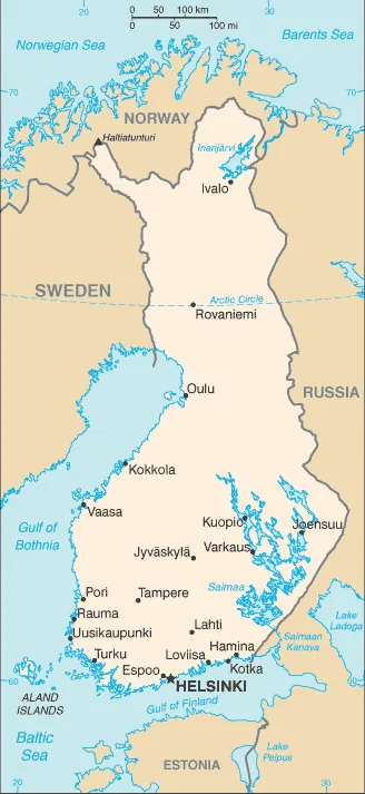 Reference map of Finland (CIA World Factbook)