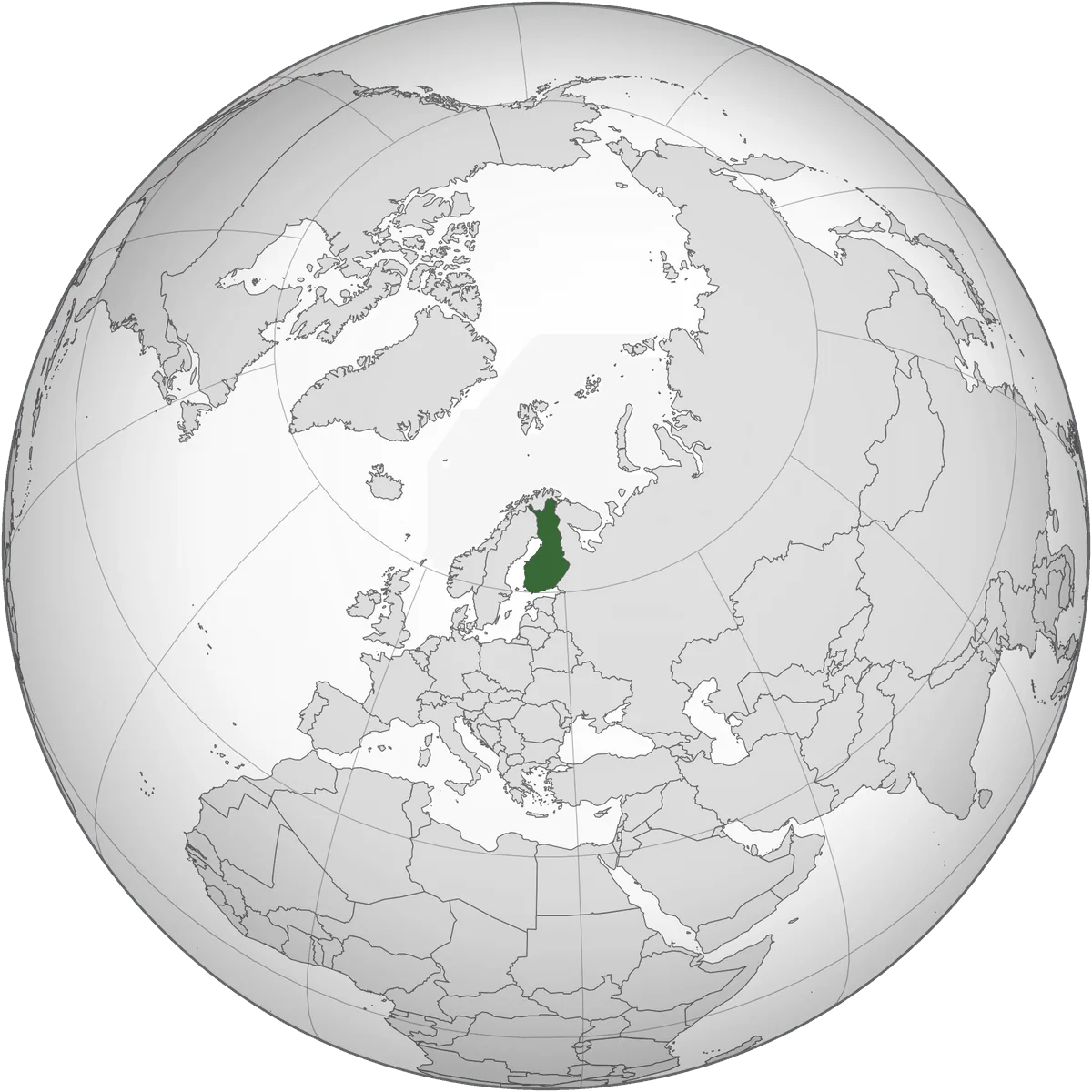 Finland on the globe