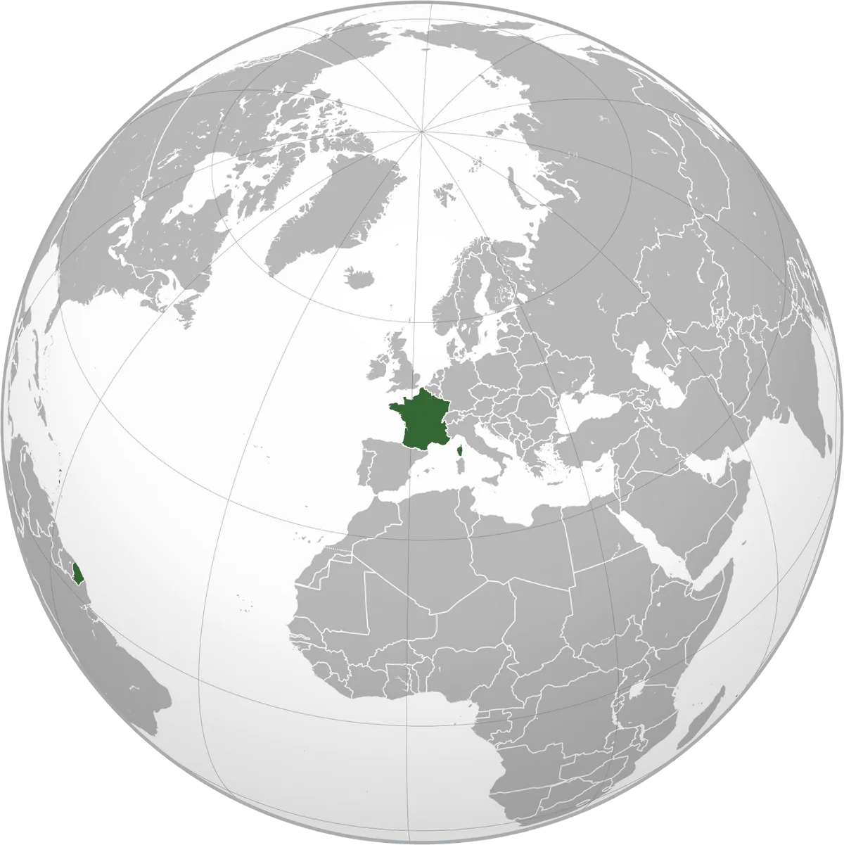 France on the globe