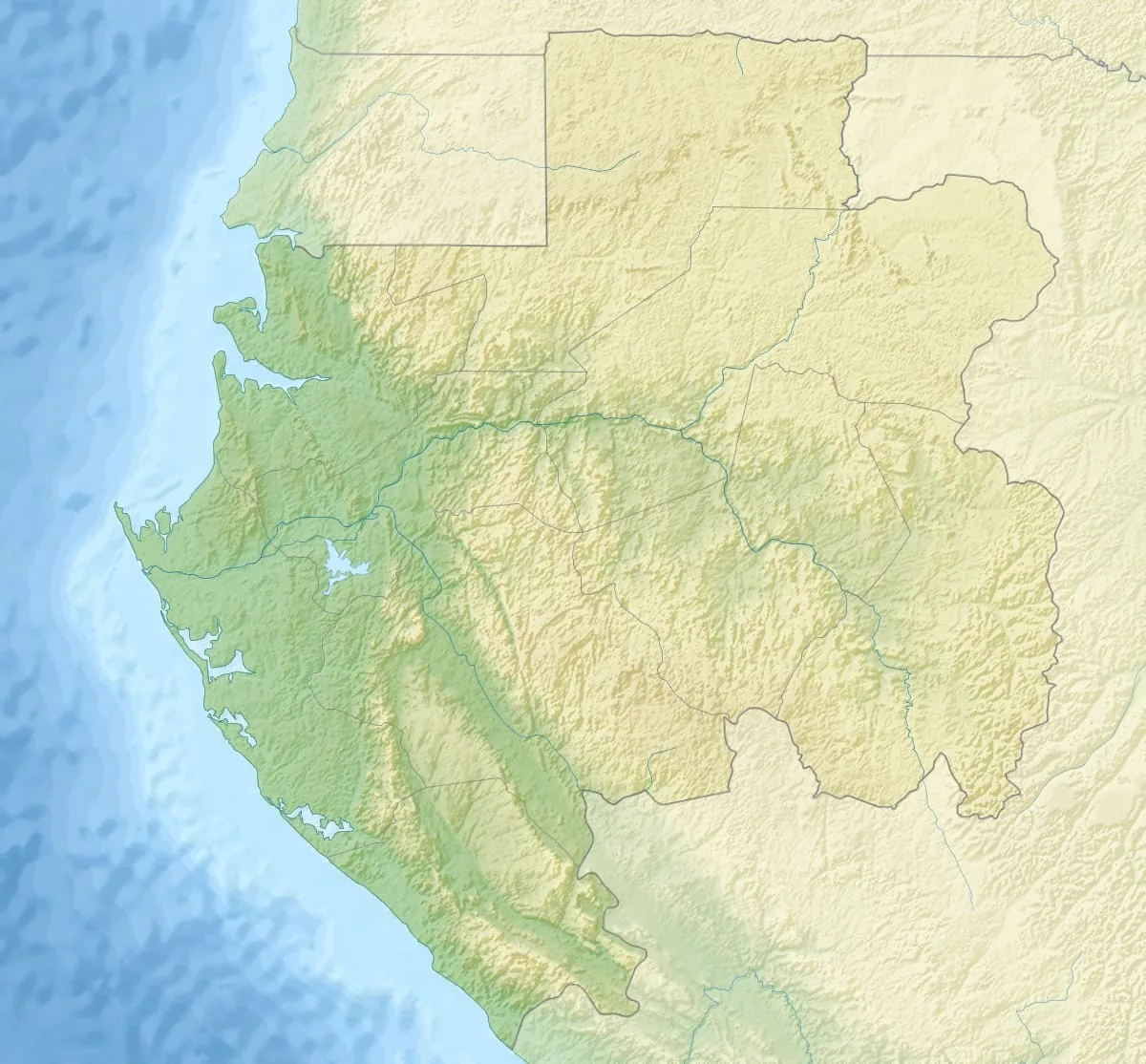 Relief map of Gabon — physical geography