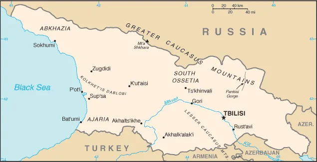 Reference map of Georgia (CIA World Factbook)
