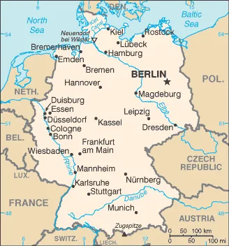 Reference map of Germany (CIA World Factbook)