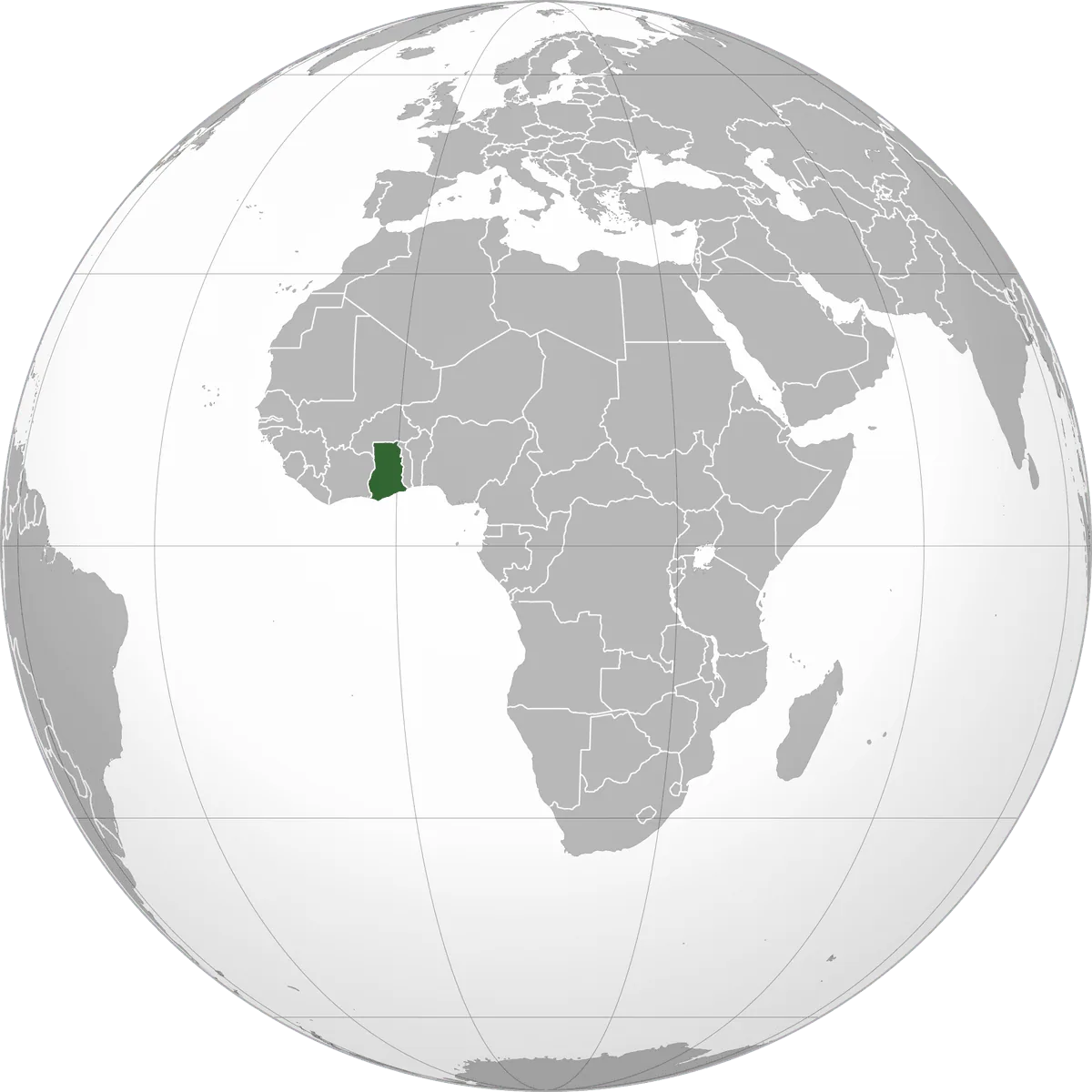 Ghana on the globe
