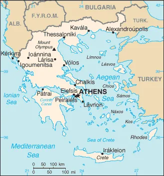 Reference map of Greece (CIA World Factbook)