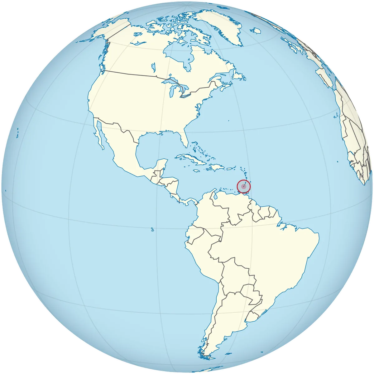Grenada on the globe