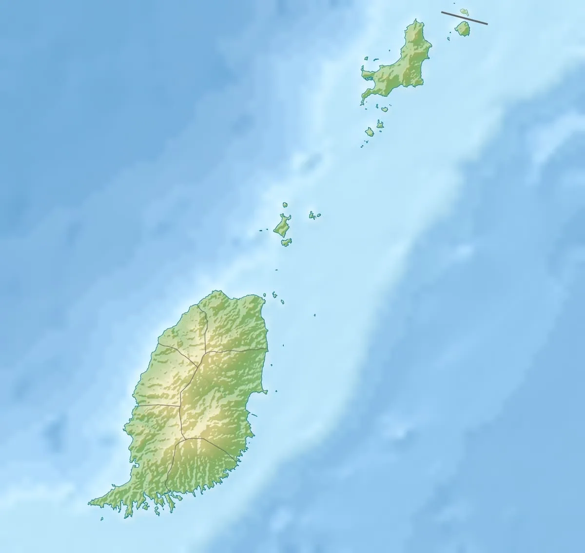 Relief map of Grenada — physical geography