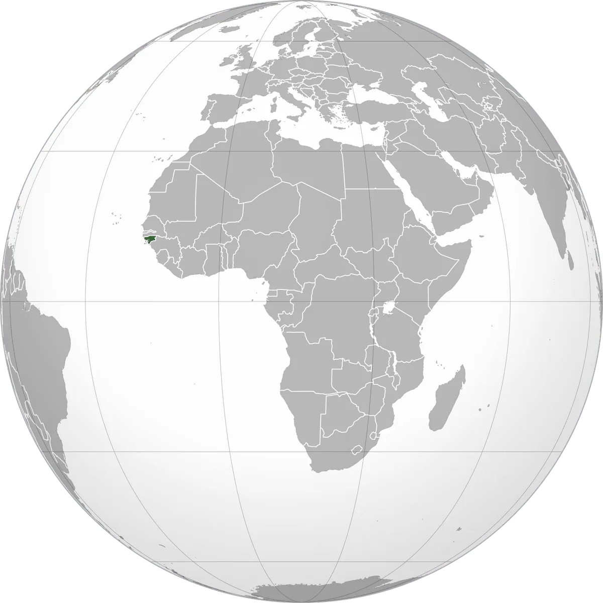 Guinea-Bissau on the globe