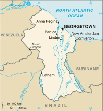 Reference map of Guyana (CIA World Factbook)