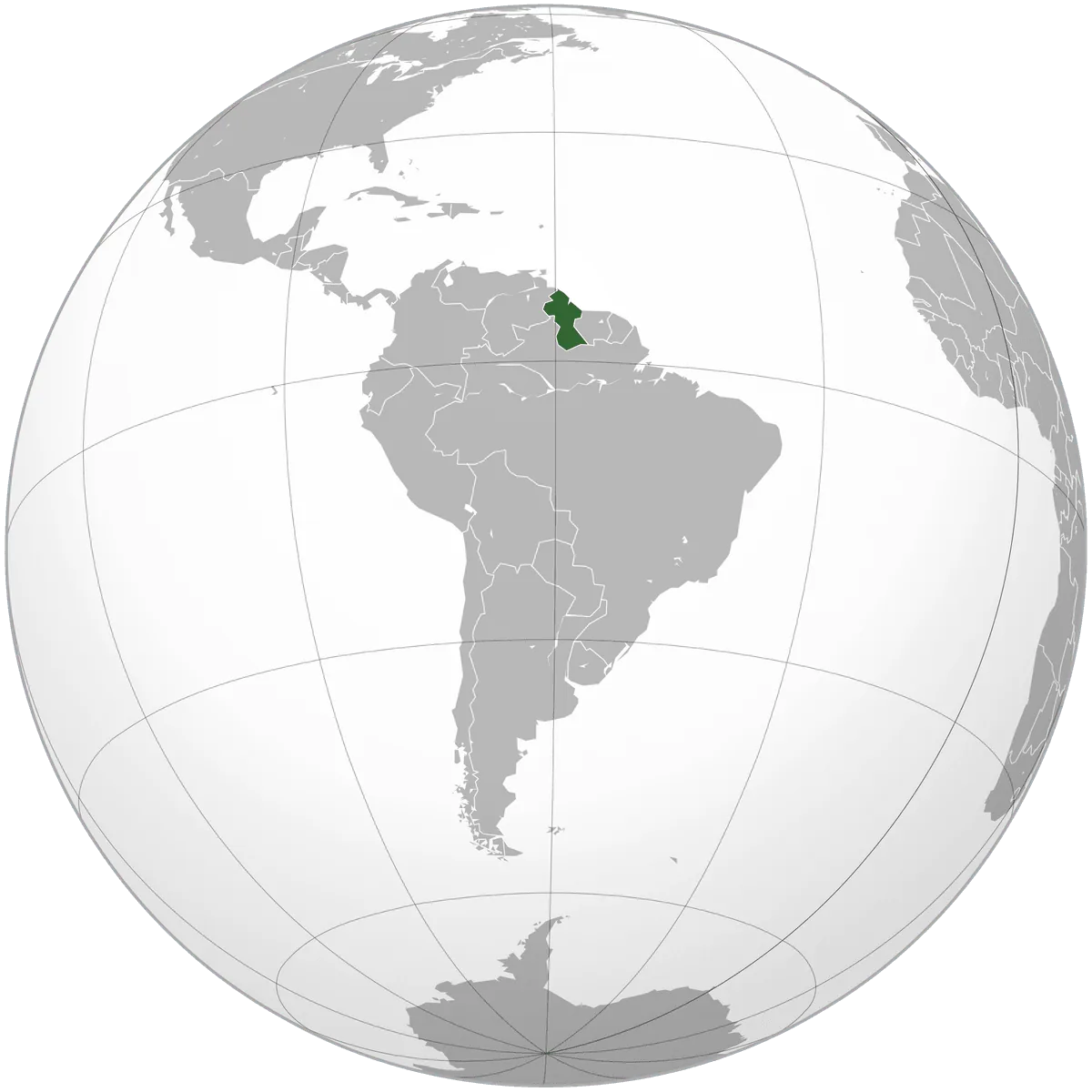 Guyana on the globe