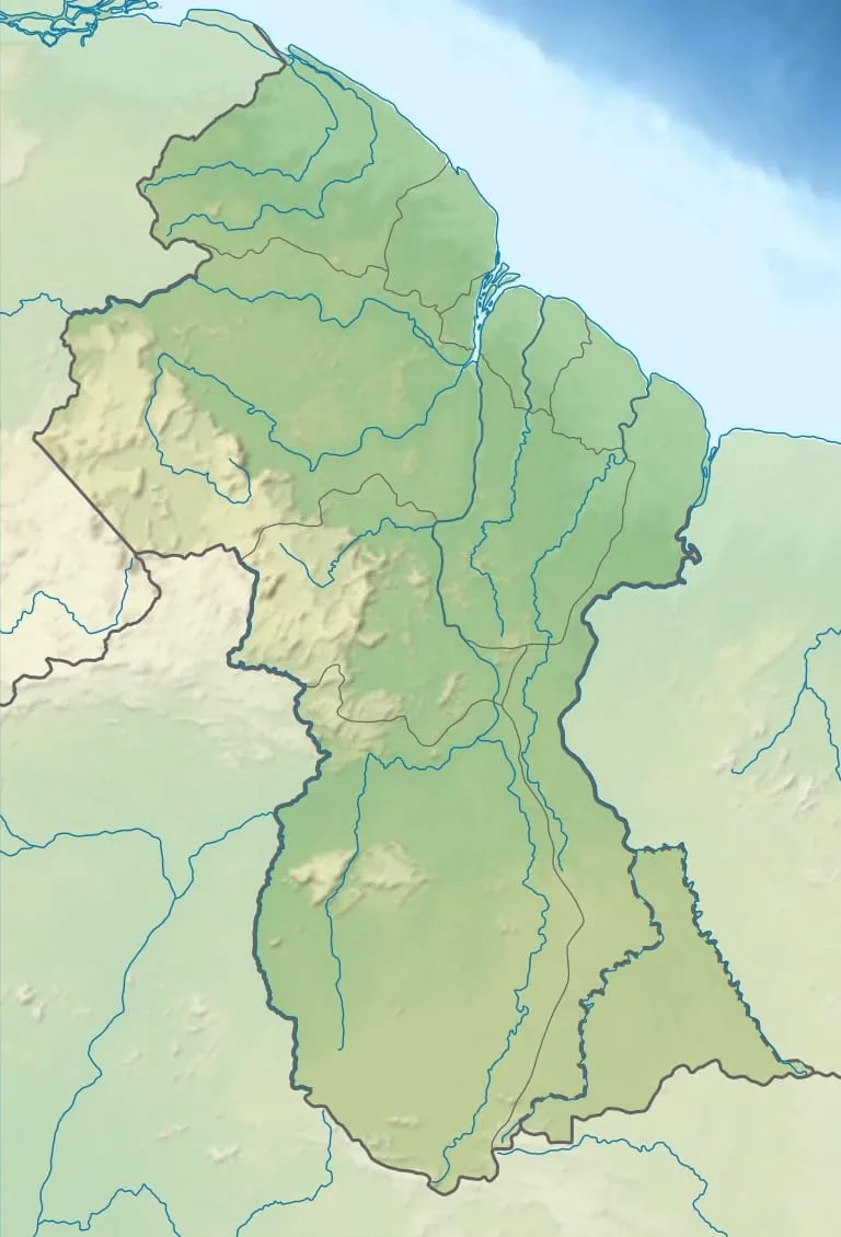 Relief map of Guyana — physical geography
