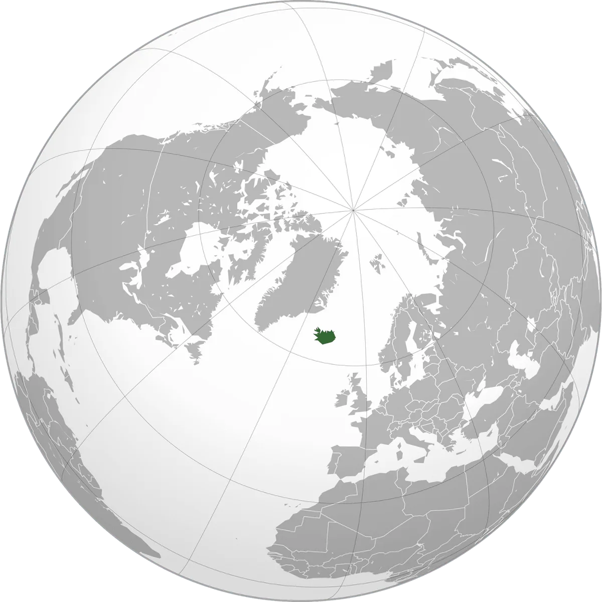 Iceland on the globe