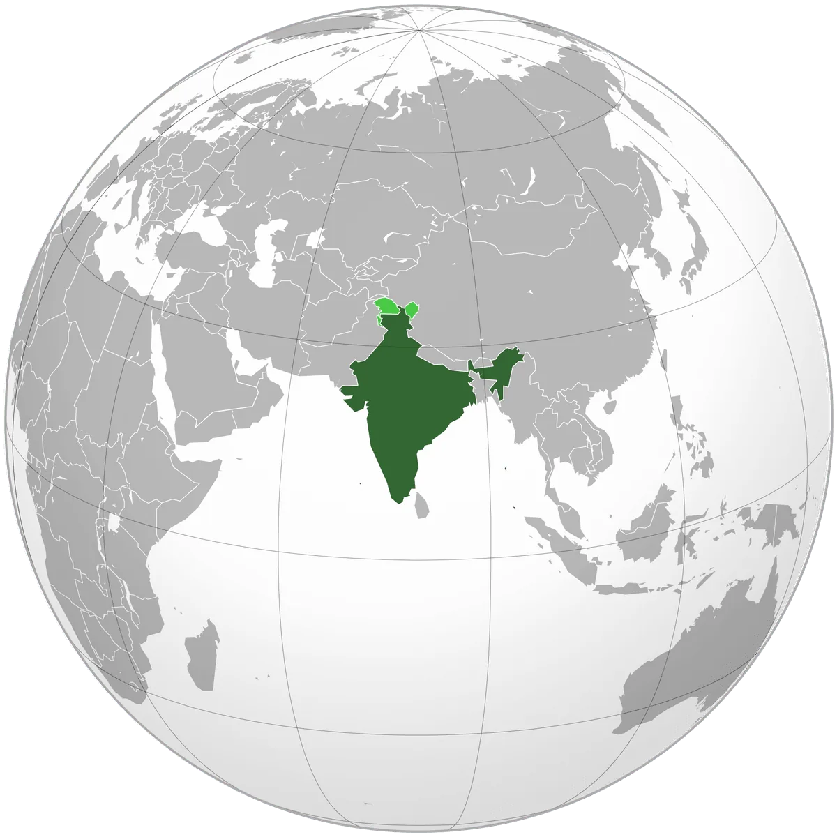 India on the globe