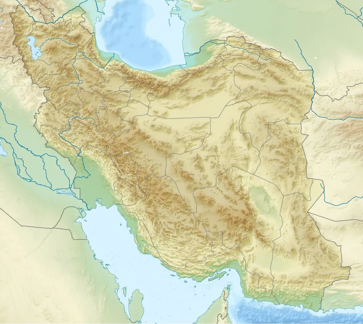 Relief map of Iran — physical geography