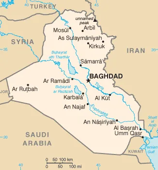 Reference map of Iraq (CIA World Factbook)