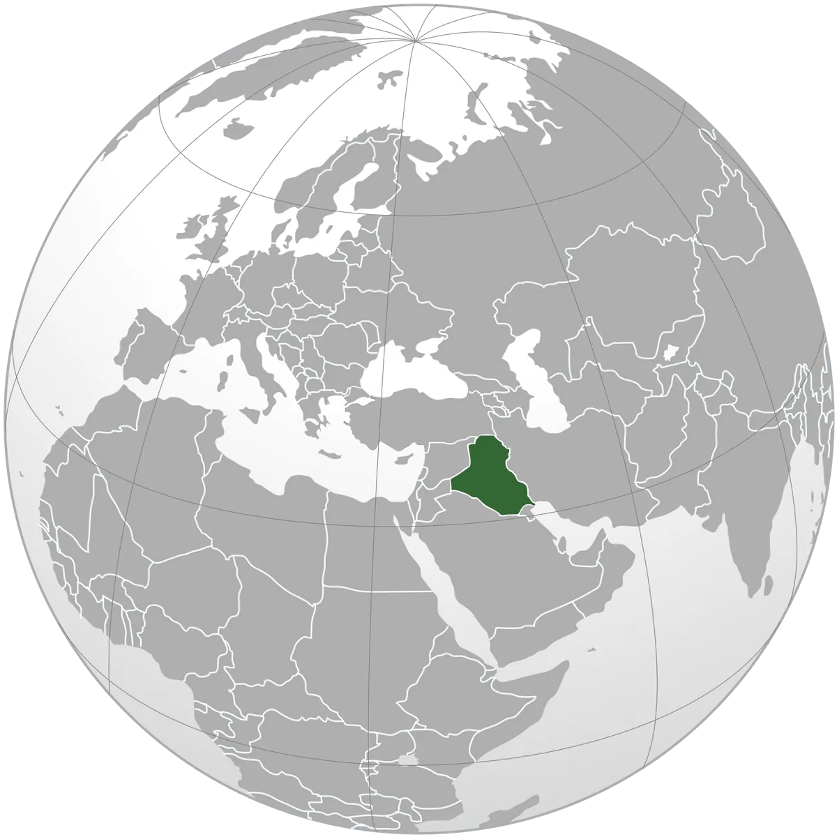 Iraq on the globe