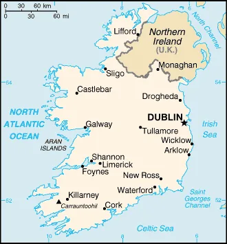Reference map of Ireland (CIA World Factbook)