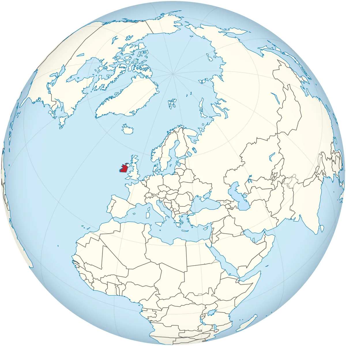 Ireland on the globe