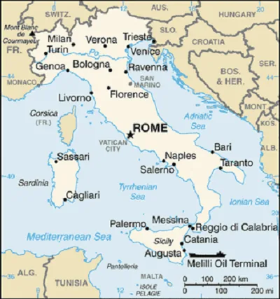 Reference map of Italy (CIA World Factbook)