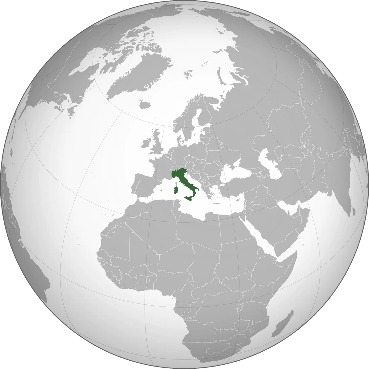 Italy on the globe