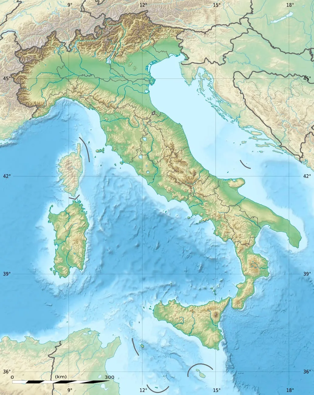 Relief map of Italy — physical geography
