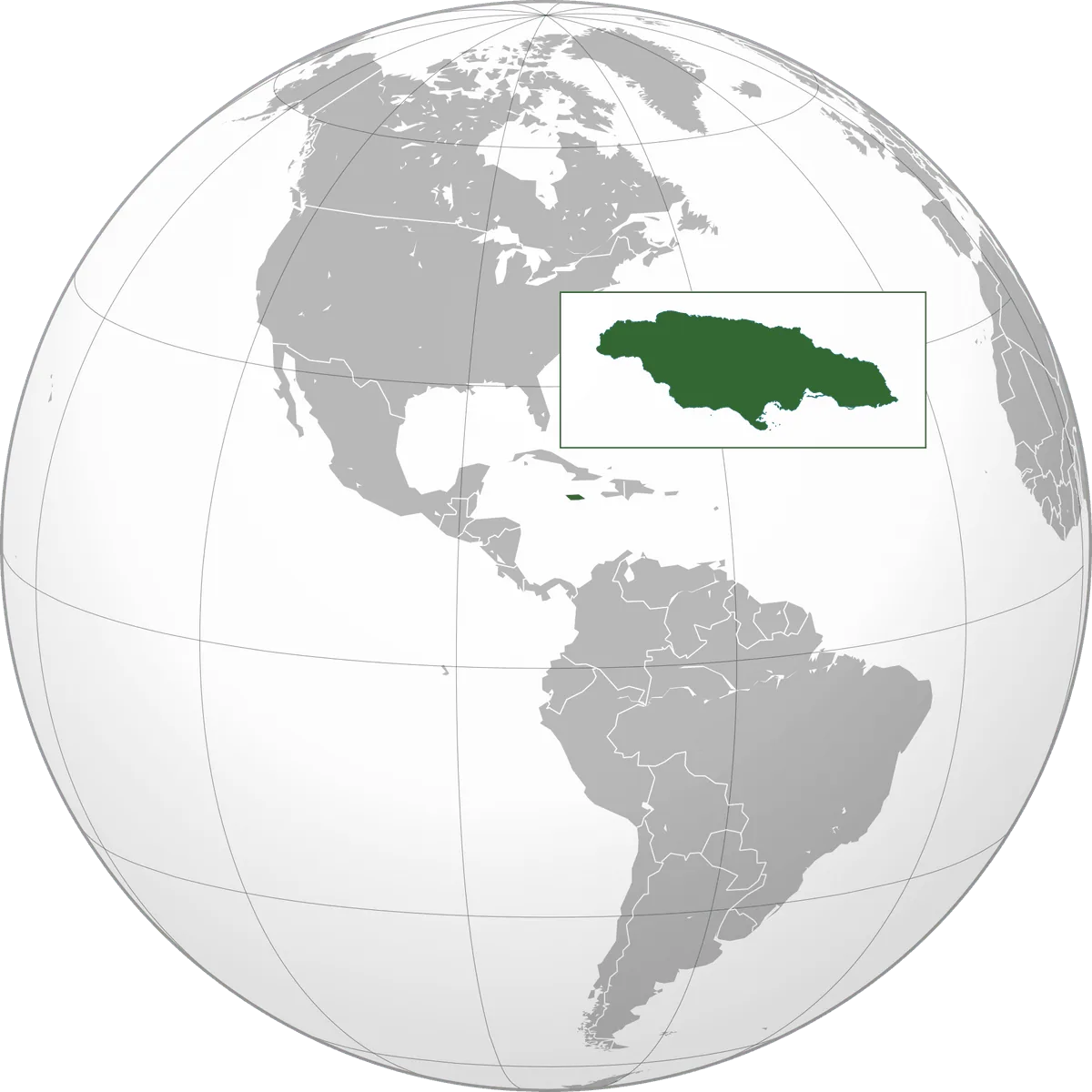Jamaica on the globe