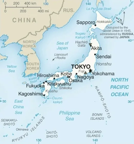 Reference map of Japan (CIA World Factbook)