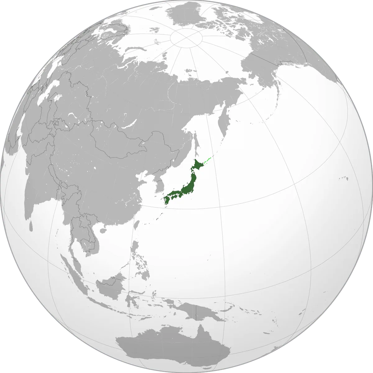 Japan on the globe