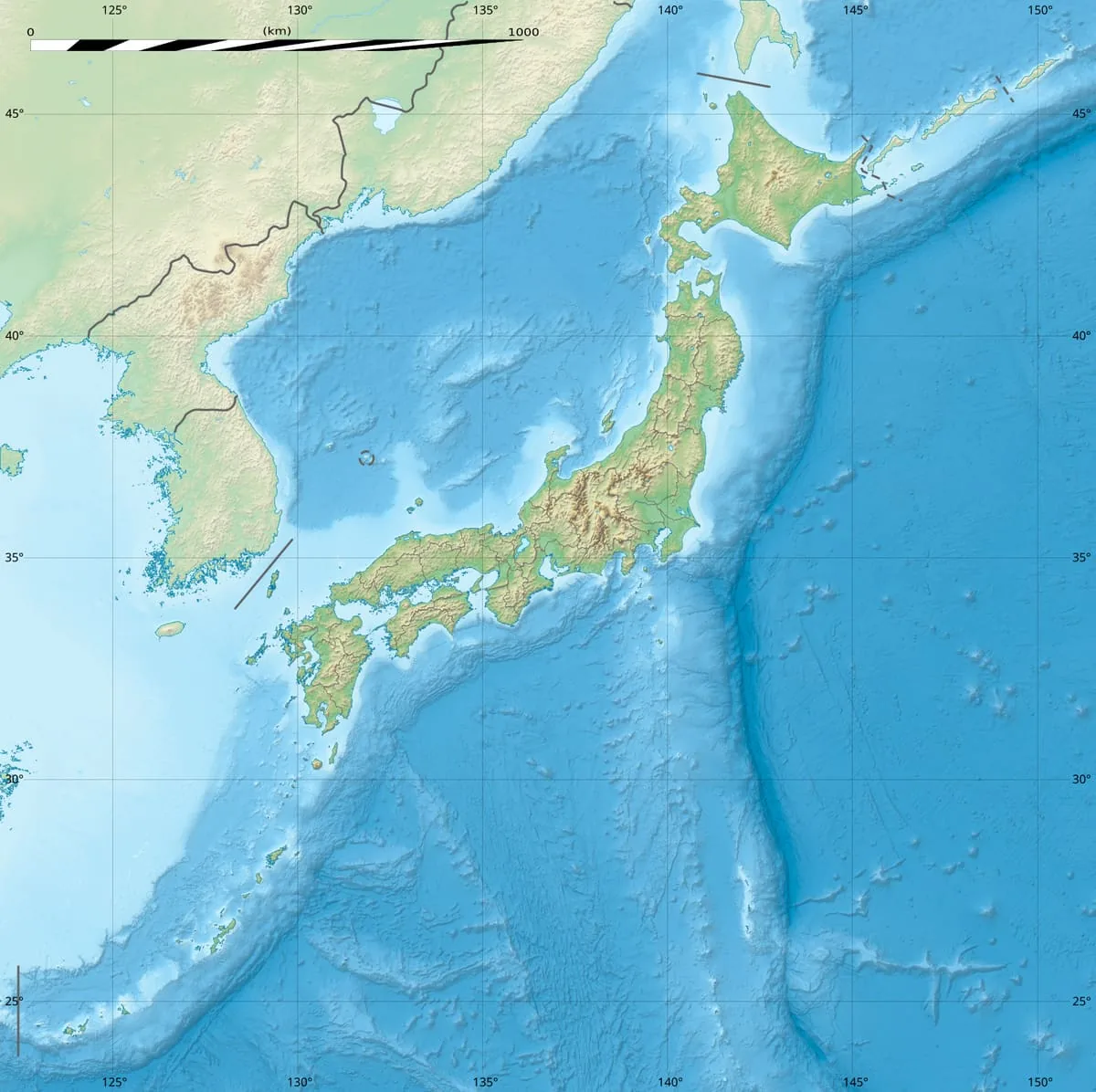 Relief map of Japan — physical geography
