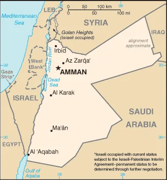 Reference map of Jordan (CIA World Factbook)