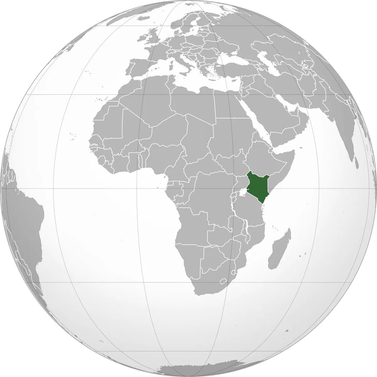 Kenya on the globe