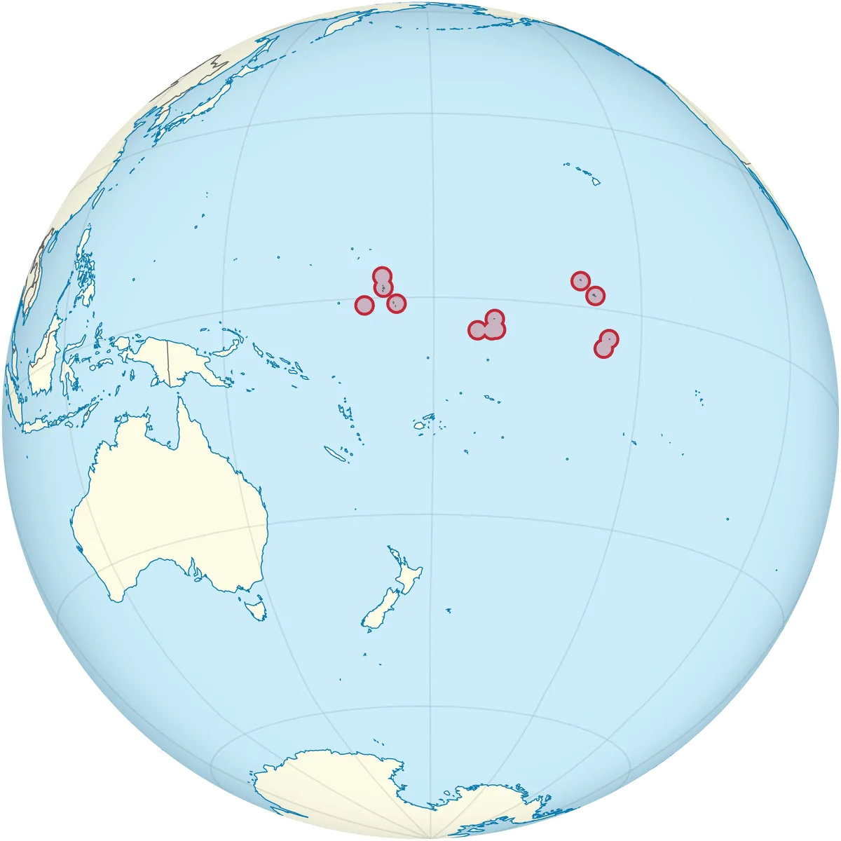 Kiribati on the globe