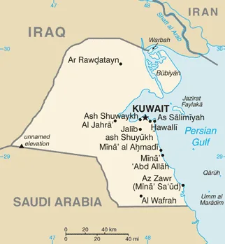 Reference map of Kuwait (CIA World Factbook)