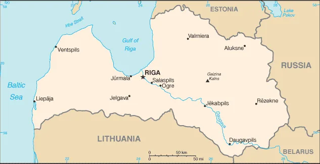 Reference map of Latvia (CIA World Factbook)