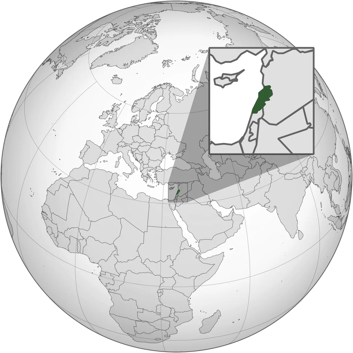 Lebanon on the globe