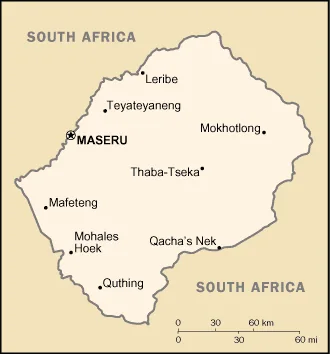 Reference map of Lesotho (CIA World Factbook)