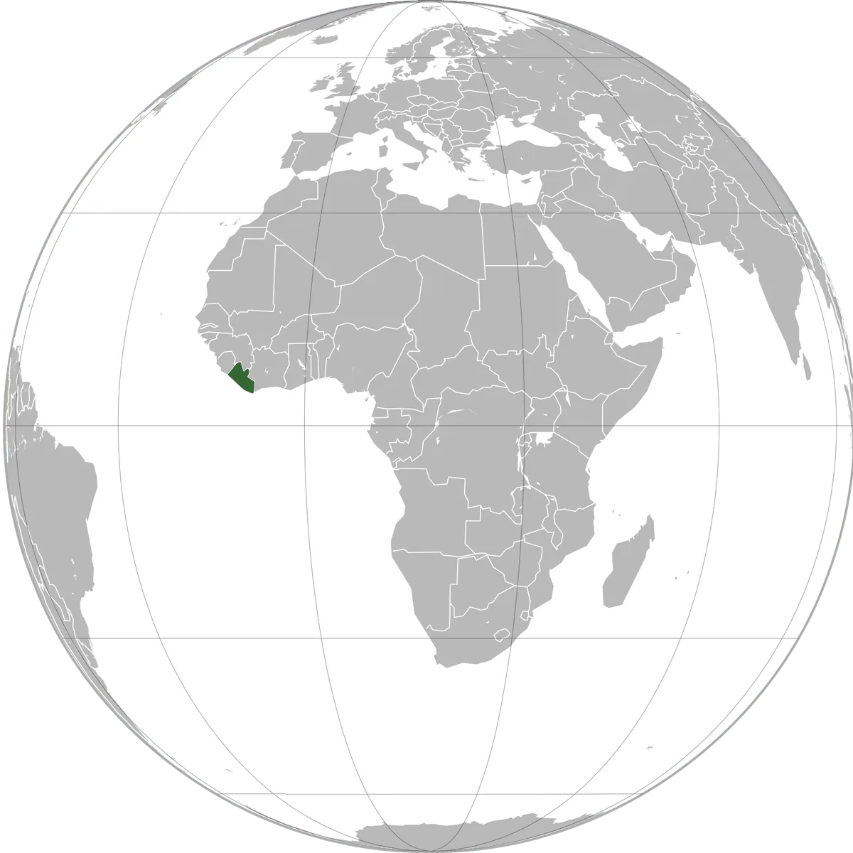 Liberia on the globe