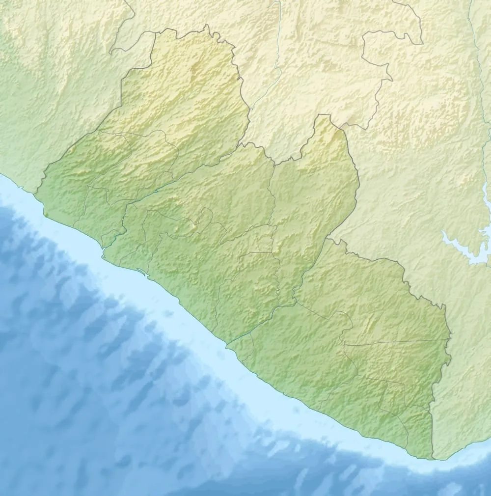 Relief map of Liberia — physical geography