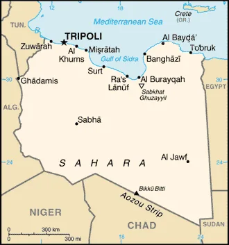 Reference map of Libya (CIA World Factbook)