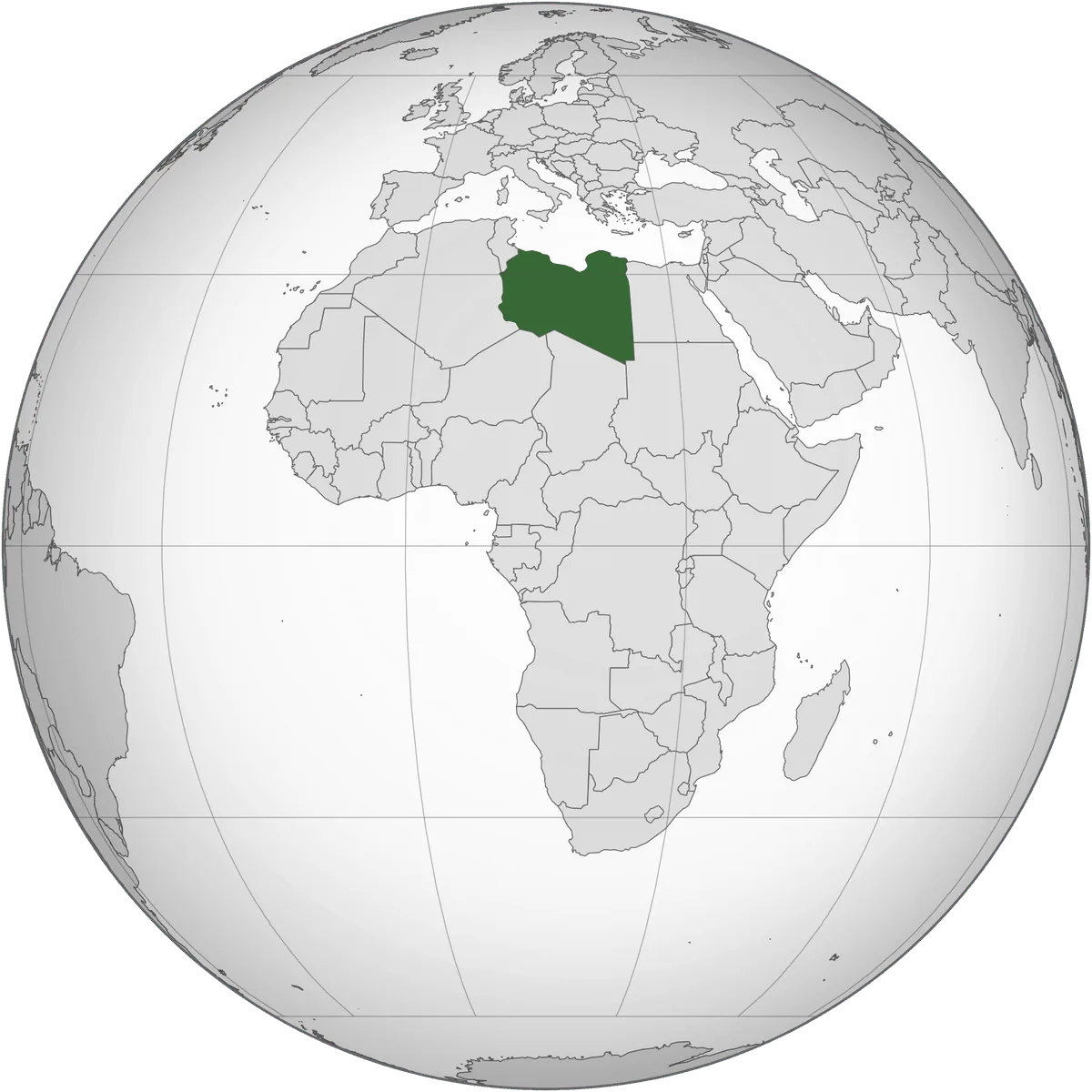 Libya on the globe