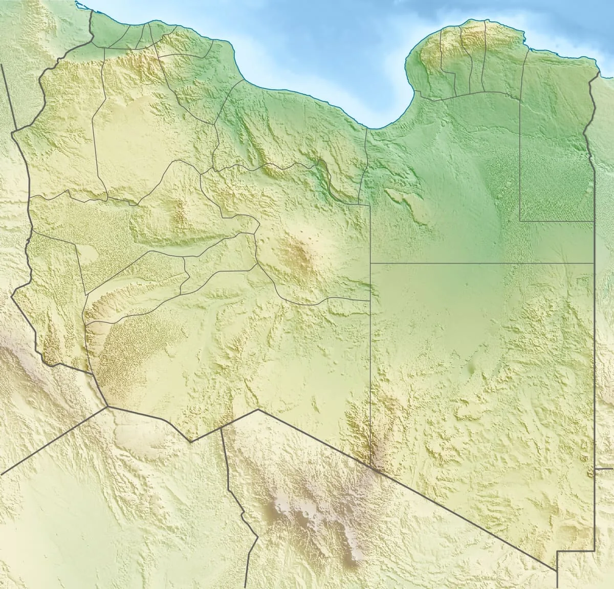 Relief map of Libya — physical geography