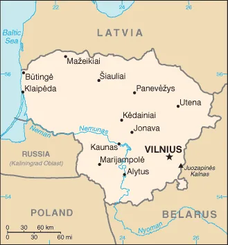 Reference map of Lithuania (CIA World Factbook)
