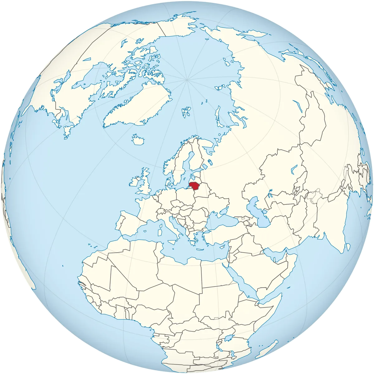 Lithuania on the globe